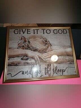 Give It To God Wall Art Framed Sign - Beige & Gold